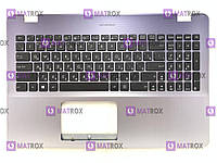 Оригинальная клавиатура для ноутбука Asus A542, K542, F542, R580, X542 series, black, серебристая панель