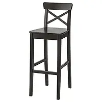 Барний стілець зі спинкою коричнево-чорний 74 см INGOLF ІНГОЛЬФ 902.485.15