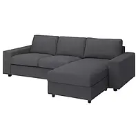 3-місний диван із кушеткою з широкими підлокітниками ХАЛЛАРП сірий VIMLE ВІМЛЕ 294.014.22