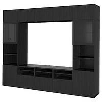 Комбінація по телевізору скляні двері чорно-коричневий ЛАППВІКЕН чорно-коричневий прозоре скло 300x42x231 см BESTÅ БЕСТО