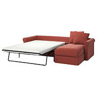 3-місний диван із кушеткою ЛЬЙУНГЕН світло-червоний GRÖNLID ГРЕНЛІД 394.773.03