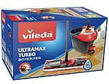 Набір для прибирання швабра + відро з оборотним механізмом VILEDA Ultramax Turbo + додаткова змінна насалка, фото 4