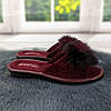 Тапочки жіночі кімнатні Белста бордові з відкритим носком та хутряним помпоном 2367-2, фото 6