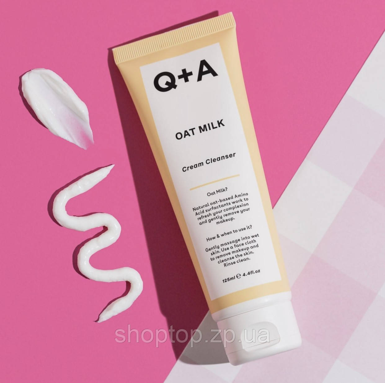 Очищувальний крем для обличчя з вівсяним молоком Q+A Oat Milk Cream Cleanser