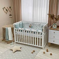 Комплект постельного белья в детскую кроватку для новорожденного мальчика Игрушки мятный
