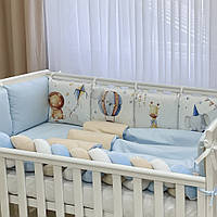 Комплект постельного белья в детскую кроватку для новорожденного мальчика Цирк голубой