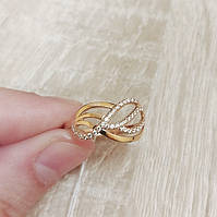 Ажурное золотое женское кольцо 19 размер