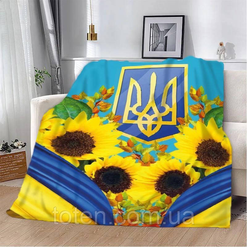 Плед Соняшник 3D якісне покривало з 3D малюнком розмір 160х200