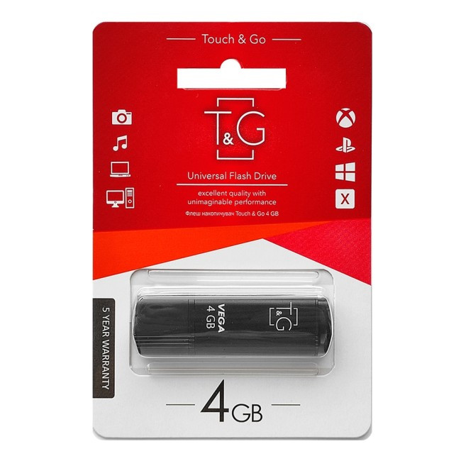 Накопичувач USB 4GB T&G Vega (TG121-4GBBK)
