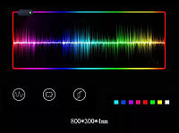 Большой геймерский RGB коврик (игровая поверхность) с подсветкой для мыши 30 * 80 см (кардиограмма)