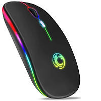 Компьютерная беспроводная бесшумная аккумуляторная мышка с Bluetooth + 2.4 ГГц и подсветкой RGB