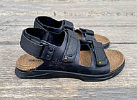 Мужские стильные сандалии из натуральной кожи черные,премиум качество