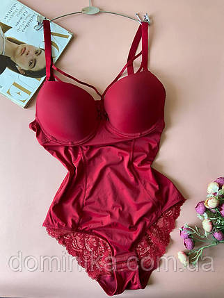 75/80C/D Жіноча червона білизна боді з чашками на поролоні, фото 1