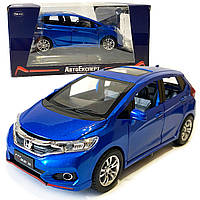 Машинка металлическая детская Honda Fit, синяя, металлическая, 1:32, звук, свет, инерция, открываются двери,