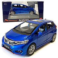 Машинка металева дитяча Honda Fit, синя, металева, 1:32, звук, світло, інерція, відкриваються двері, багажник, капот, 15*5*6см (GT