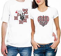Парные футболки Вышиванка, герб Украины. Патриотические парные футболки