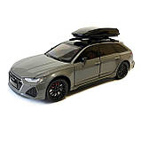 Машинка металева дитяча Audi RS6 ауді, сіра, Автоексперт, світло, інерція, відкриваються двері, багажник, капот, 1:24, 21*8*8см, фото 2