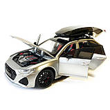 Машинка металева дитяча Audi RS6 Ауді, срібна, Автоексперт, світло, інерція, відкриваються двері, багажник, капот, 1:24, 21*8*8см, фото 6