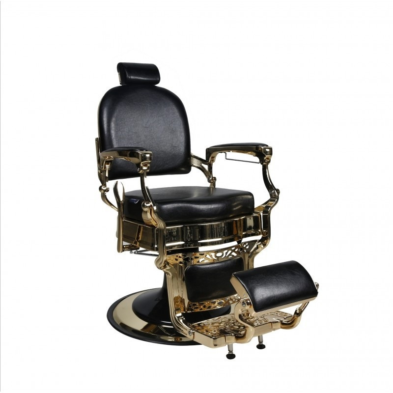 Крісло перукарське для barbershop Richard gold Чорне (Krasa ProfTM)