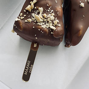 Палички для морозива акрилові дзеркальні з написом, золоті палички для ескімо, фото 2