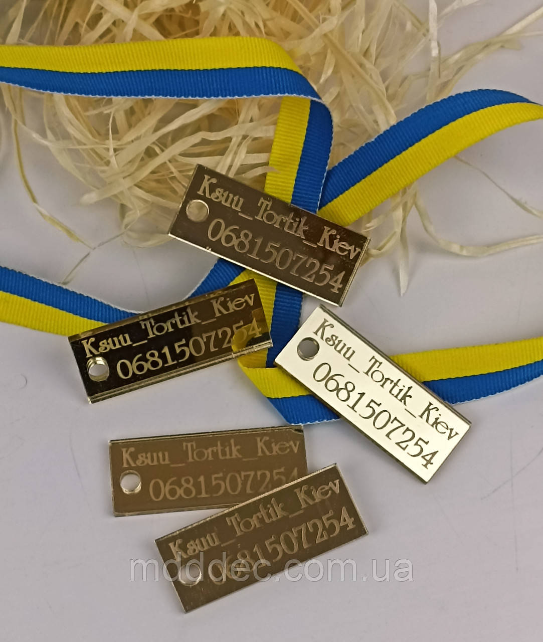Акрилові бірки з логотипом, золоті бірки на замовлення, дзеркальні бірки з написом.