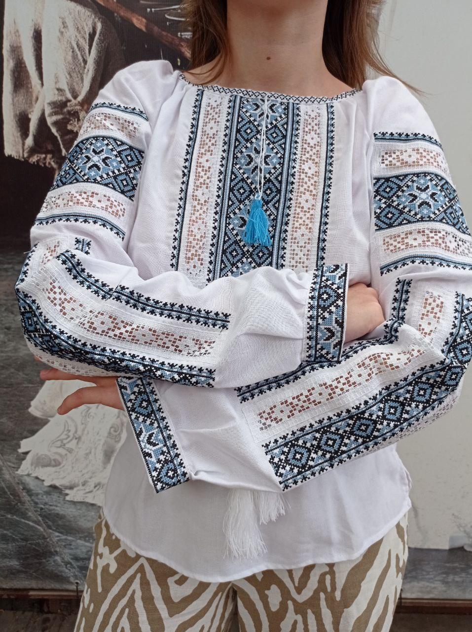 Вишиванка жіноча на домотканому полотні з мережкою "Оксана"  44-60 р-ри, фото 1