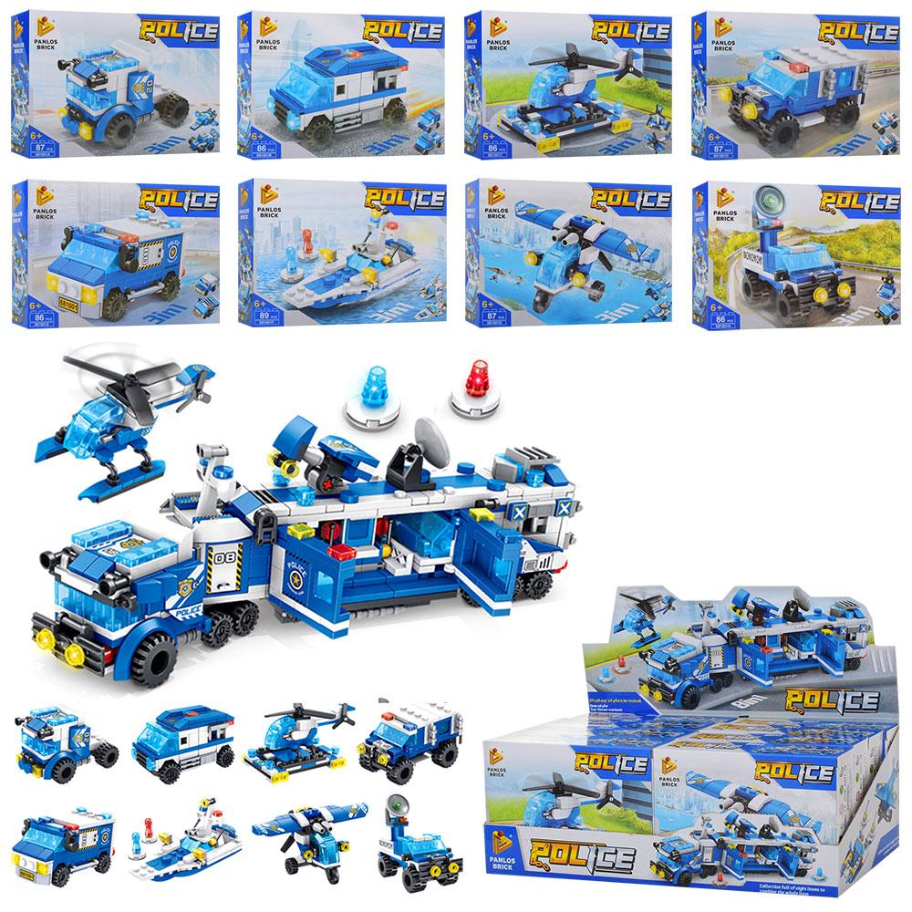 Конструктор 681001 (96шт) поліція, транспорт, в кор.,96предм, 8шт(8видів) в дисплеї,38,5-18,5-14,5см, фото 1