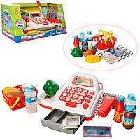 Кассовый аппарат игрушечный с калькулятором и продуктами 7300