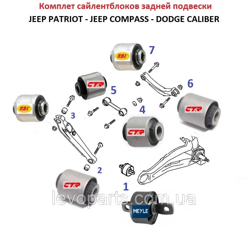 Сайлентблоки задніх важелів Jeep Compass (MK) Patriot (Джіп Компас Патріот), фото 1