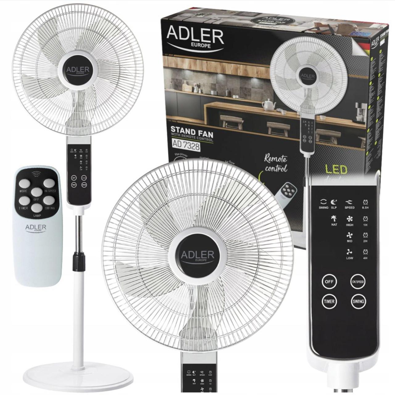 Підлоговий вентилятор Adler AD 7328 з таймером та пультом дистанційного керування, фото 1