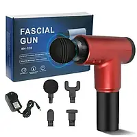 Аккумуляторный ударный вибромассажер Fascial gun kh 320 ручной , Антицеллюлитный массажер портативный с насадк