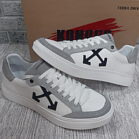 Кеды мужские кожаные Konors white grey