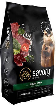 Сухий корм для собак малих порід зі свіжим м'ясом ягняти Savory 8 кг
