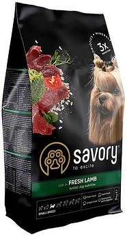 Сухий корм для собак малих порід зі свіжим м'ясом ягняти Savory 3 кг