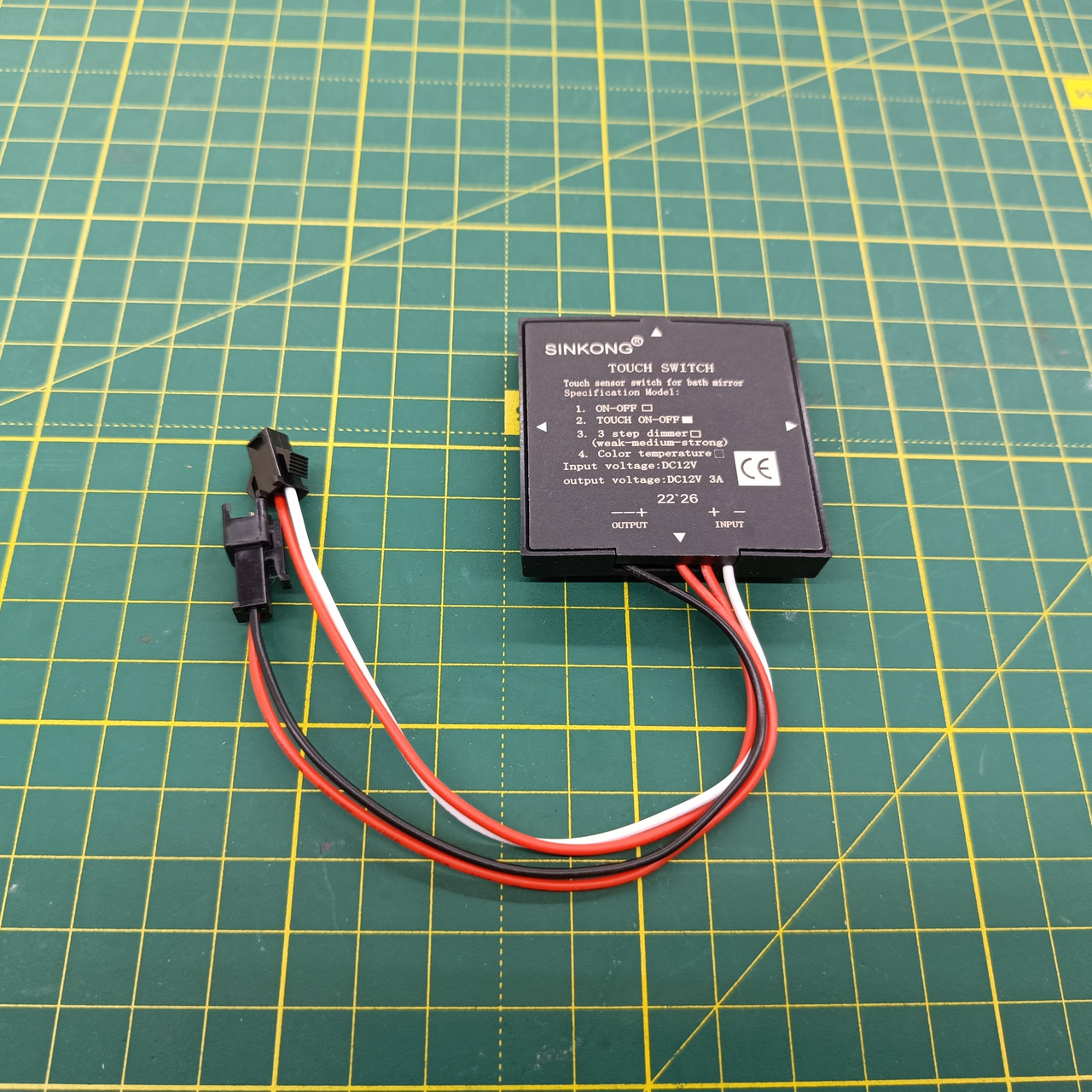 Сенсорний вимикач для дзеркала 12 вольтів без димера, фото 1