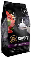 Сухой корм для собак средних пород со свежим мясом индейки и ягненка Savory 1 кг