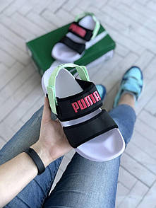 Сандалі жіночі чорні Puma Sandal Black White Pink Mint (04288)