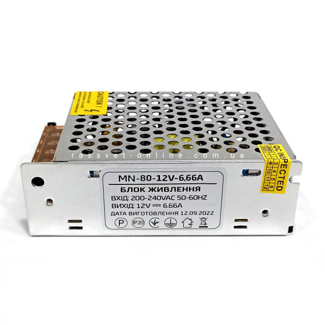 Блок питания 80W MN-80-12 12V 6.66А Compact (80Вт 12В 7А) 115×78