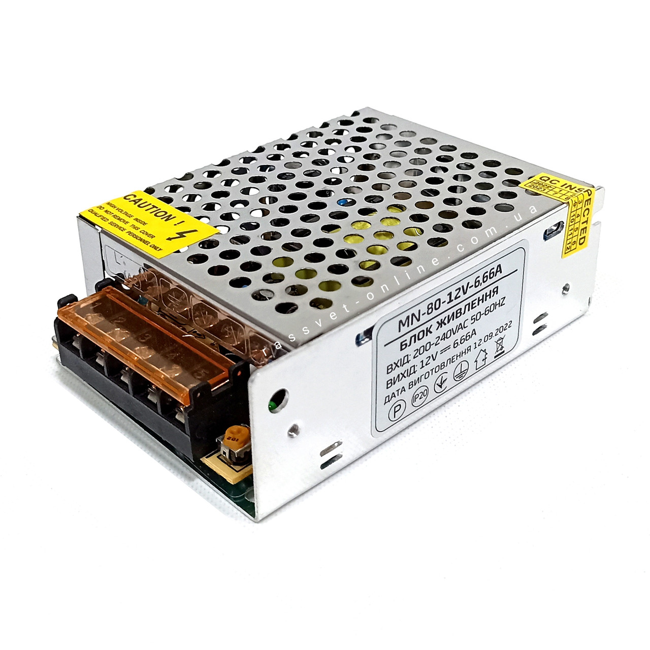 Блок живлення 80W MN-80-12 12V 6.66А Compact (80Вт 12В 7А) 115×78×36мм для світлодіодної LED стрічки, модулів, лінійок