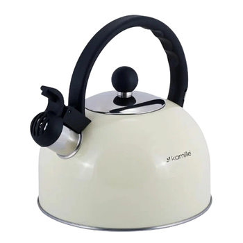 Чайник 2,5л нержавіюча сталь зі свистком (салатовий,кавовий,беж) 0679BG KAMILLE