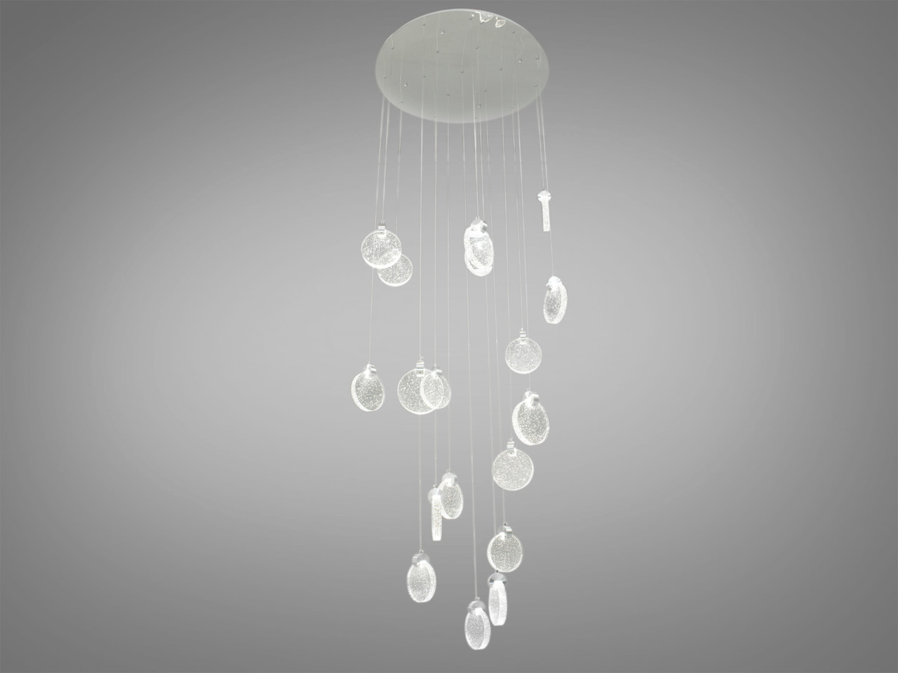 Подовжена LED люстра в міжзасхідний проліт, колір срібло, 32W 3008-18SV-LS