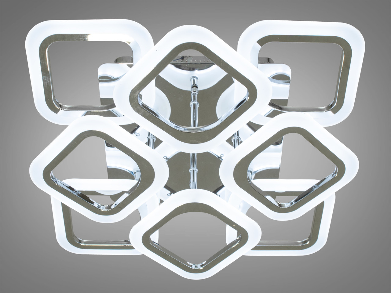 Стильна світлодіодна люстра для кухні, колір хром, 80 W на 12 м2 AS8060-4+4HRDIM-LS, фото 1