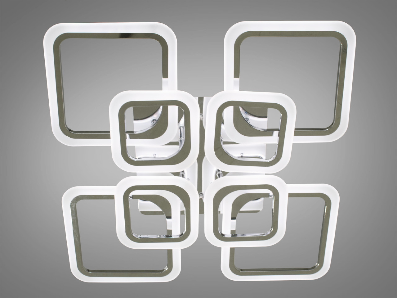 Світлодіодна люстра в дитячу з пультом, колір хром, 110 W на 16 м2 A8060-4+4HRDIM-LS