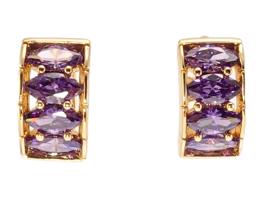 

Серьги Xuping Позолота 18K колечки "Дорожки сиреневых кристаллов"