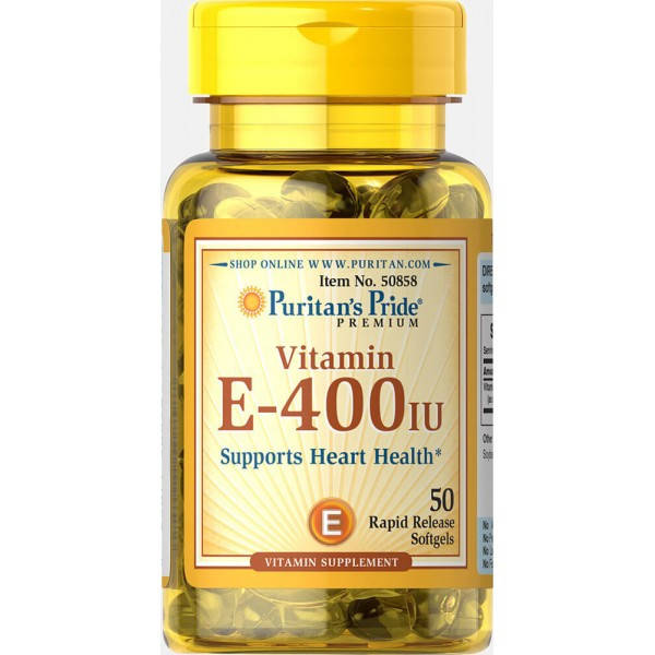 

Витамин Е, Vitamin E, Puritan's Pride, 400 МЕ, 50 гелевых капсул