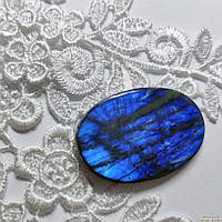 Камінь для створення прикрас натуральний лабрадор кабошон синій Вставка двостороння ювелірна 46х30х5 мм.