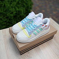 Кросівки жіночі кольорові низькі весна літо Adidas Forum Low. Взуття жіноче модне різнокольорове Адідас Форум, фото 4