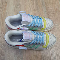 Кросівки жіночі кольорові низькі весна літо Adidas Forum Low. Взуття жіноче модне різнокольорове Адідас Форум, фото 9