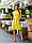 Плаття літнє із льона під пояс, арт. 357, жовте, фото 6