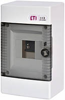 Щит наружный распределительный ETI, ECT 4 PT (4 модуля, прозрачная дверца)